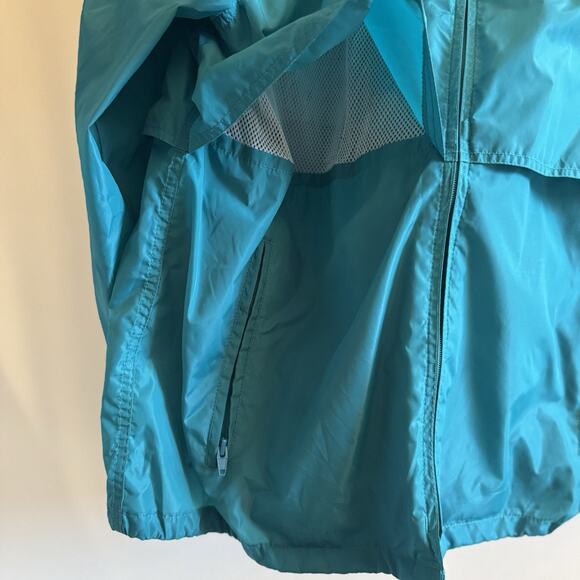 VTG Eddie Bauer Mens L Teal Green Zip Up Hooded Windbreaker Jacket 80's Pockets - Picture 3 of 14